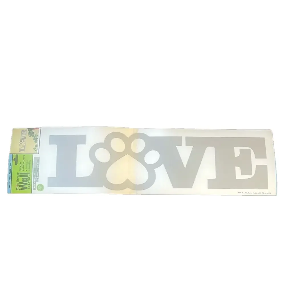 silver love paw print wall decal sign